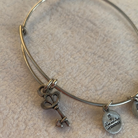 Alex and Ani Crystal Accent Key Charm Bracelet Silver Finish 2”- 3.5” - Picture 2 of 4